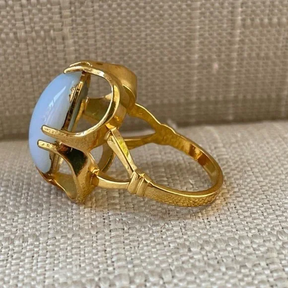 Women Ring Blue Faux Stone Gold Plated Fashion Jewelry Ring Size 7.5 - Picture 7 of 10